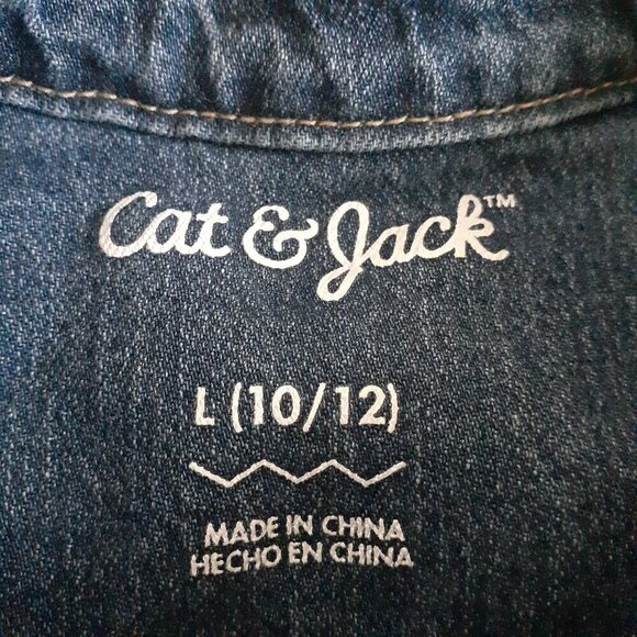 Cat & Jack Girl's Size L (10/12) Medium Wash Button Up Denim Stretch Vest - Picture 4 of 9